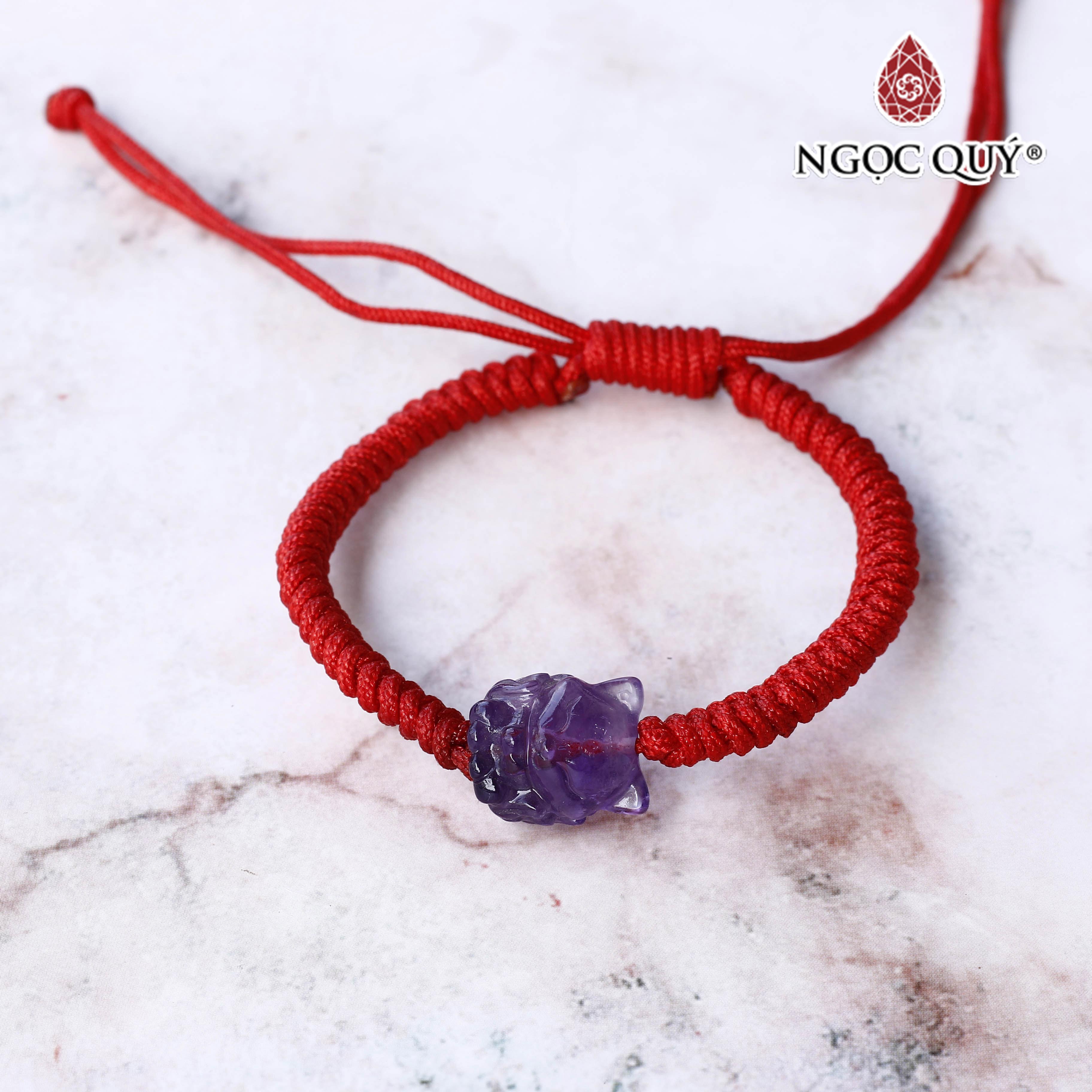 Vòng thắt dây đỏ hồ ly 9 đuôi đá thạch anh tím hợp mệnh hỏa, thổ - Ngọc Quý Gemstones