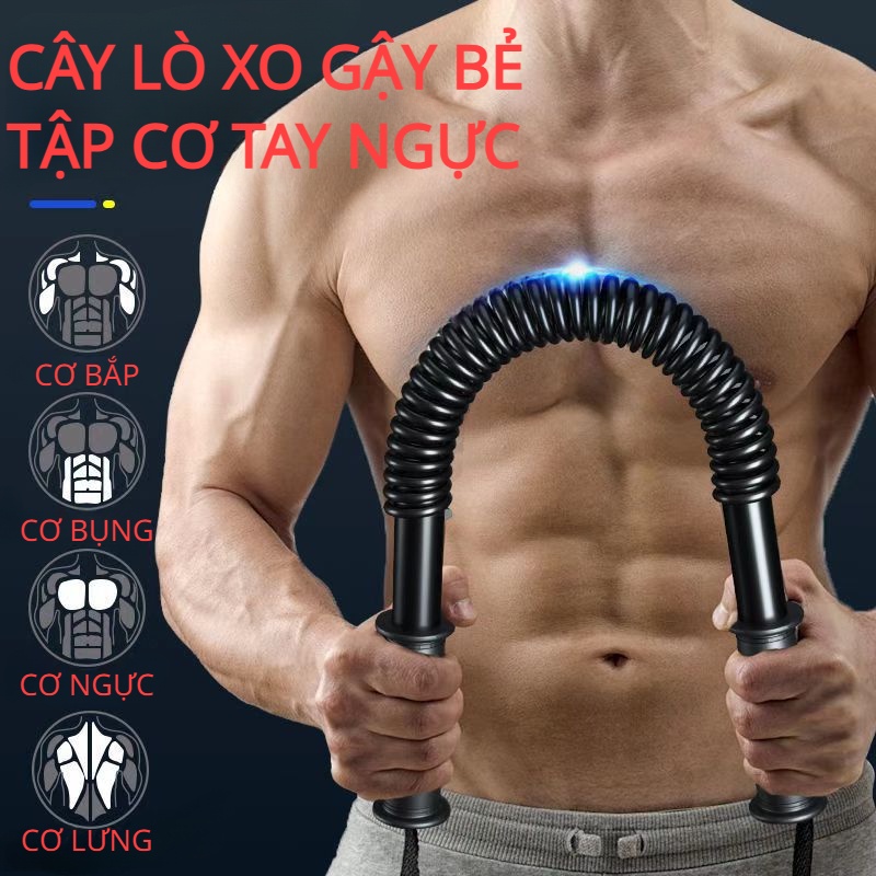 Hình ảnh Gậy lò xo, gậy tập cơ tay, lực bẻ 20kg, dụng cụ tập cơ tay, vai, xô, ngực, body an toàn và hiệu quả - Hàng Chính Hãng