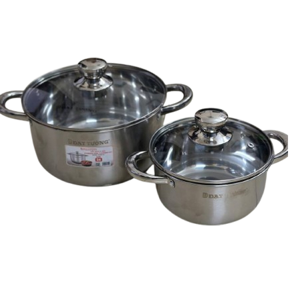 Nồi Inox Nắp Kính 5 Lớp Đáy Giúp Giữ Nhiệt Lâu Nhiều Kích Cỡ 18/20/22/24/26cm