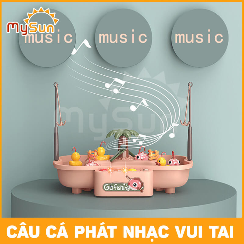 Bộ bể câu cá đồ chơi NHẠC NƯỚC cho bé bằng nhựa ABS 2 tầng tặng Pin