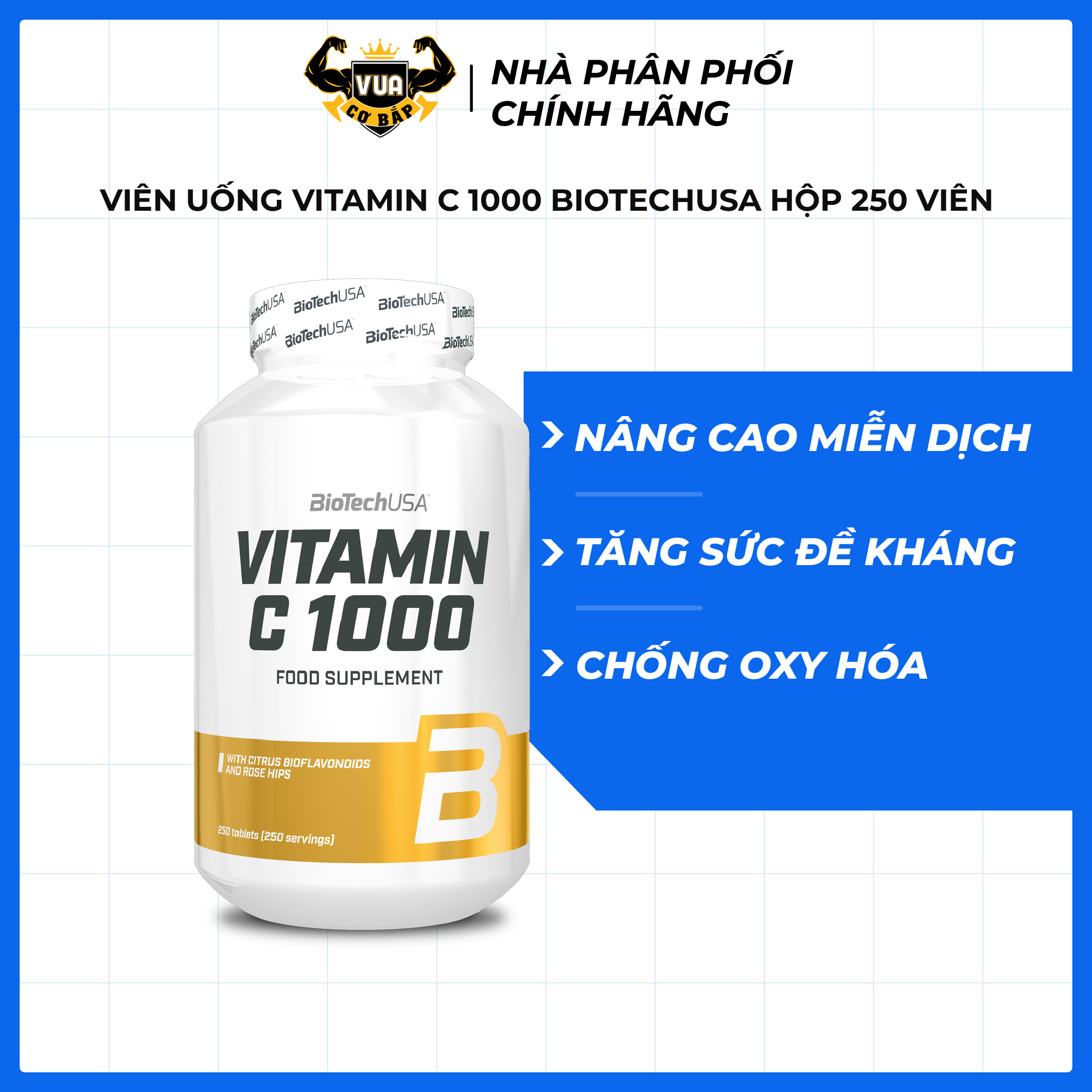 Viên Uống Vitamin C1000 BiotechUSA Hộp 250 Viên