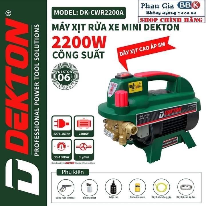 Máy Xịt Rửa Xe Mini Dekton DK-CWR2200A - Công Suất 2200W - Motor 100% Dây Đồng - Bảo Hành 12 Tháng