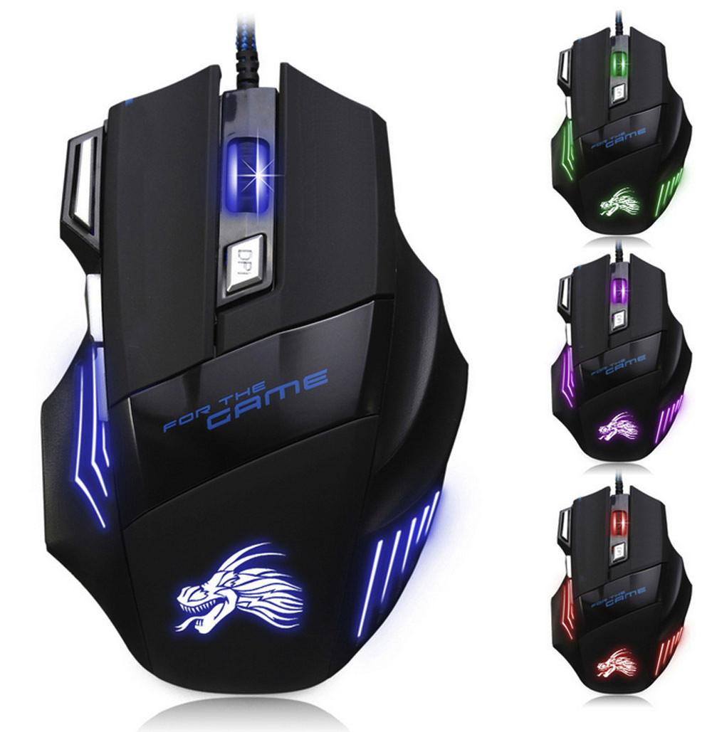 Chuột Game Thủ Máy Tính 5500DPI 7 Nút Quang USB Chuột Ergonomic Có Dây Dành Cho Máy Tính Laptop Trò Chơi còn Hàng
