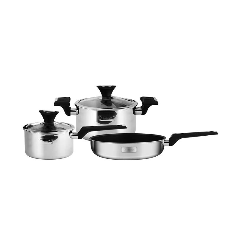 Bộ nồi chảo inox 3 lớp đáy liền cao cấp Elmich Trimax XP