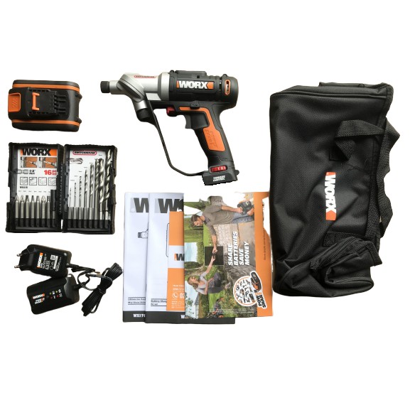 Máy Vặn Vít WORX ORANGE WX176 Dùng Pin LI-ION 20V Chuyển Đổi Nhanh Giữa Khoan Và Vặn Vít Có Chế Độ Đảo Chiều