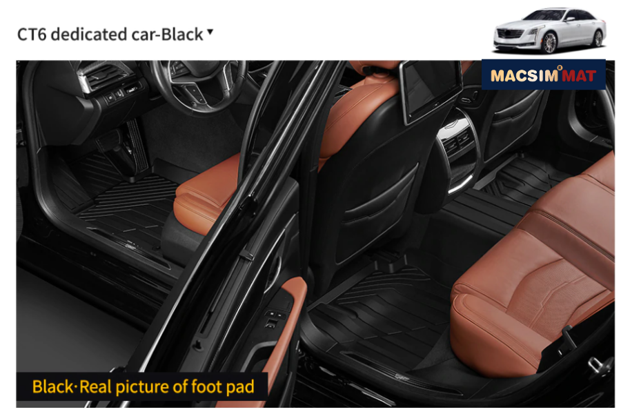 Thảm lót sàn xe ô tô Cadillac CT6 2015- đến nay nhãn hiệu Macsim 3W - chất liệu nhựa TPE đúc khuôn cao cấp - màu đen.