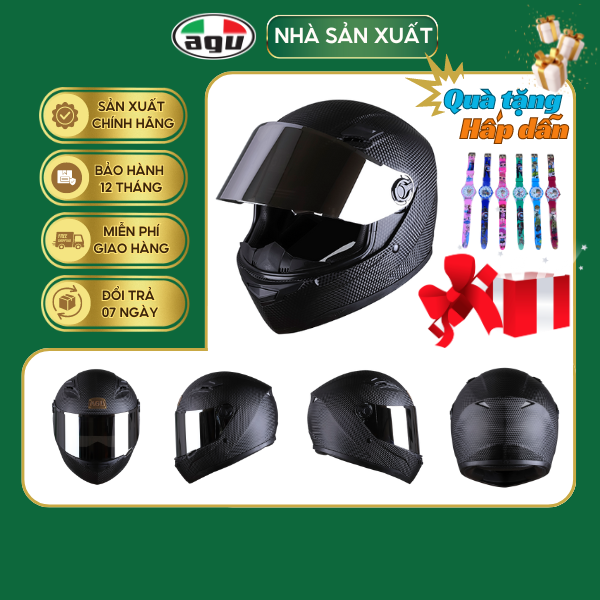 Mũ Bảo Hiểm Fullface AGU A138 Carbon - Tặng Túi Vải - Hàng Chính Hãng Bảo Hành 12 Tháng - Sản Phẩm Thời Trang Và Cao Cấp