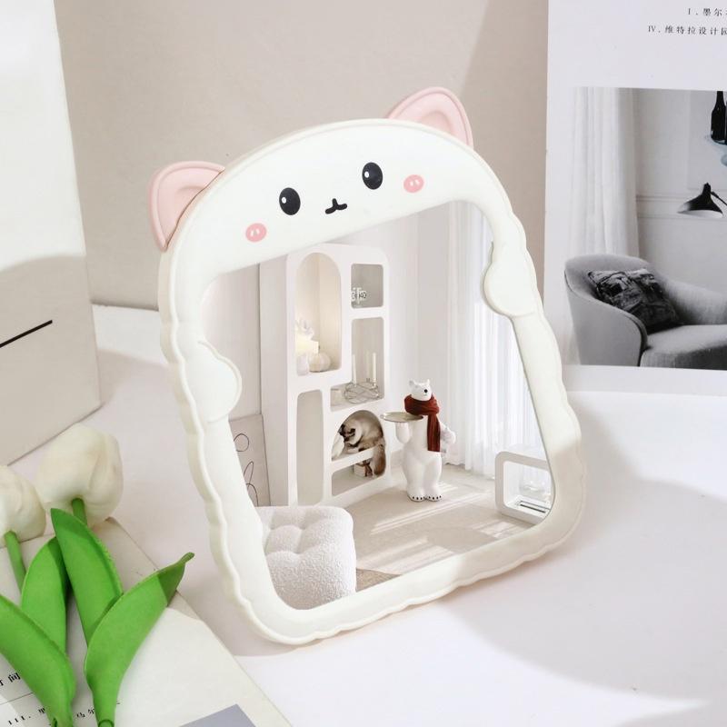 Gương trang điểm để bàn, gương để bàn tai gấu mini decor phòng xinh xắn