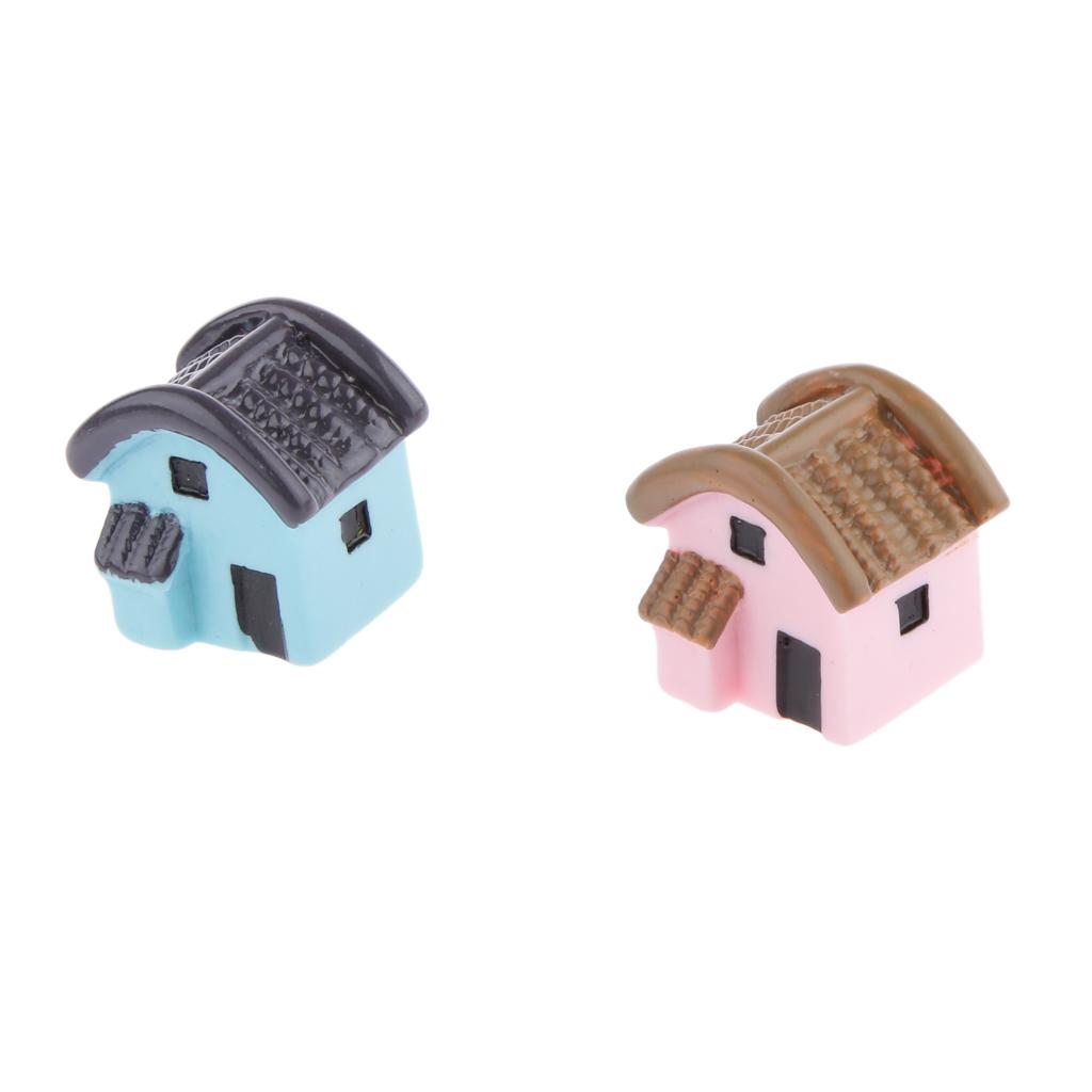 Set Of 2pcs Small House Micro Landscape Craft