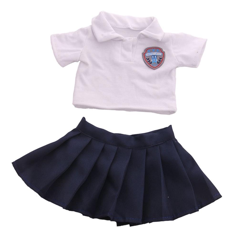 2Pcs Fashion Handmade Doll School Uniform Set for 18inch Girl Doll Accs