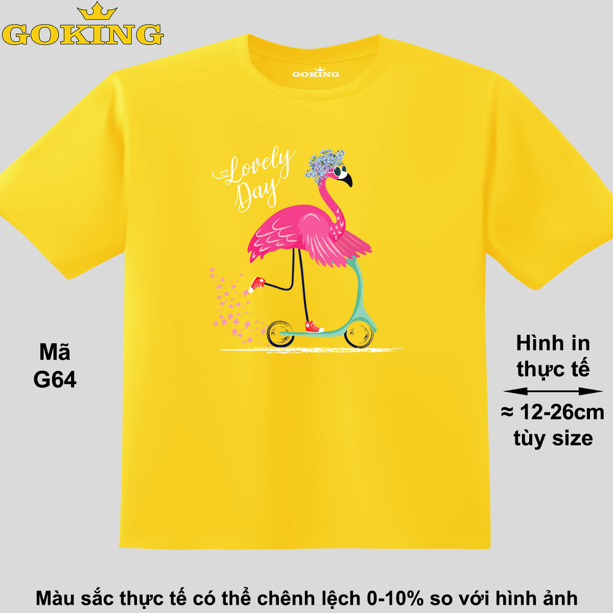 Lovely Day, Mã G64. Áo Thun Hàng Hiệu Goking, Form Unisex Cho Nam Nữ, Trẻ Em, Bé Trai Gái. Áo Phông In Đẹp, Quà Tặng Cao Cấp Cho Gia Đình, Cặp Đôi, Doanh Nghiệp, Hội Nhóm - Vàng, Vải Thun Lạnh - 8
