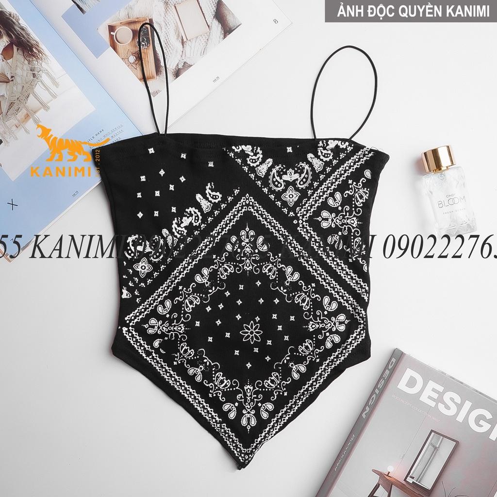 Áo 2 dây nữ thổ cẩm họa tiết Kanimi - áo yếm nữ hai màu siêu hot - AN05