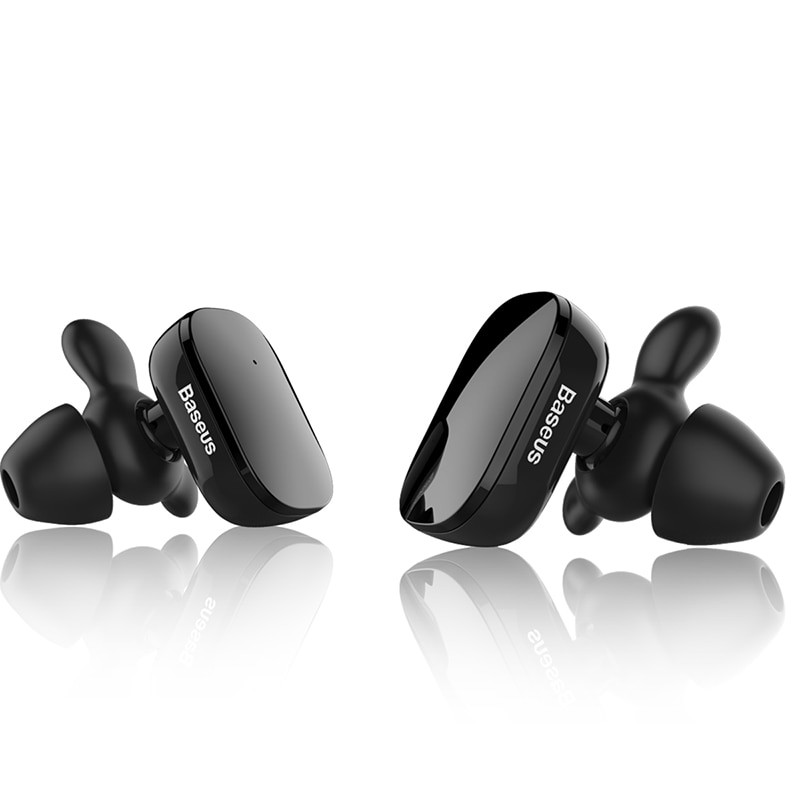 Tai nghe Bluetooth đôi true wireless BASEUS Encok W02 V4.1 âm thanh 4D Stereo - hỗ trợ kết nối riêng lẽ từng tai (đen) Hàng Chính Hãng