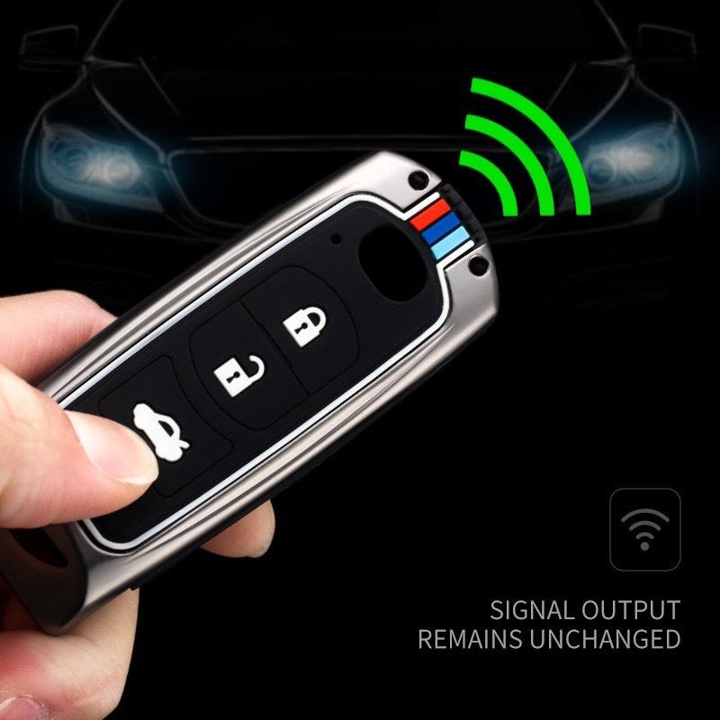 Ốp khóa kim loại bảo vệ chìa khóa xe ô tô Mazda 3 nút  CX5, Mazda 6 có vân thể thao phản quang -