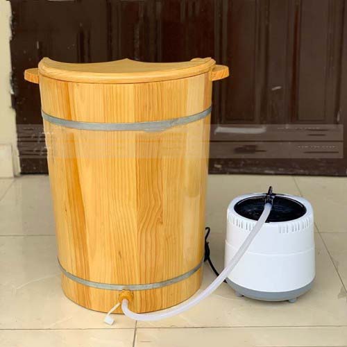Bồn Xông Hơi Bằng Gỗ tự Nhiên - Tặng kèm Xà Phòng Khử Mùi Tanh