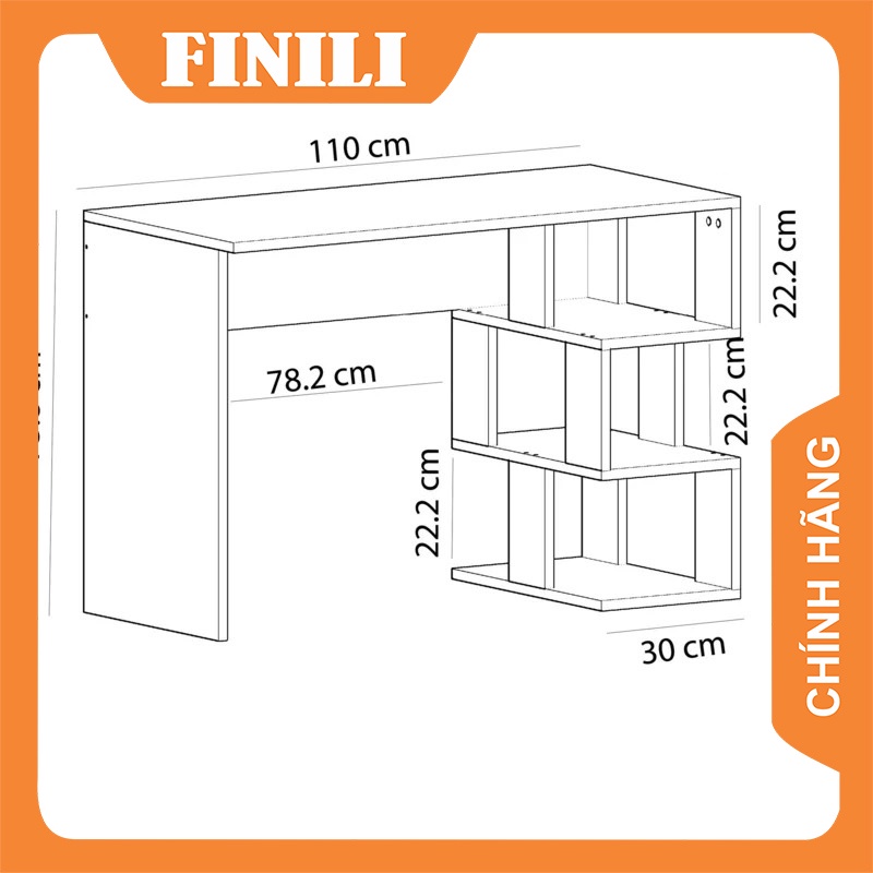 Bàn làm việc kết hợp kệ sách đẹp gỗ MDF melamine an cường, lựa chọn theo yêu cầu TH30