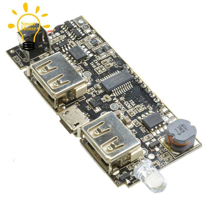 Mạch sạc pin dự phòng 2 đầu USB 5V 1A 2.1A có đèn LED tiện dụng