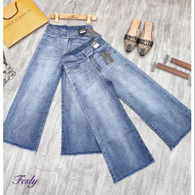 Quần Jeans Nữ 9 Tấc Ống Suông Lưng Cao