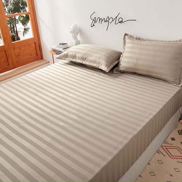 Bộ Ga Gối Cotton Kẻ 3F Lidaco Chuyên Dụng Cho Homestay, Khách Sạn