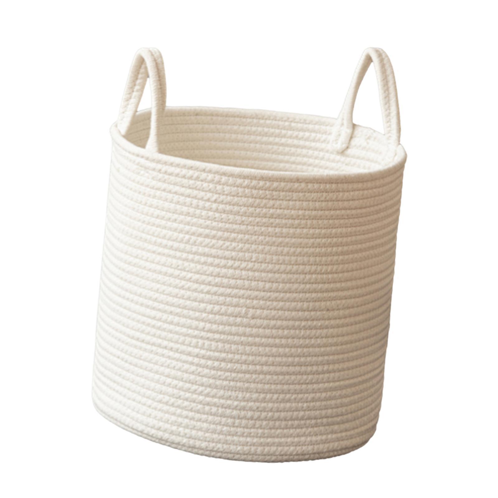 Woven Rope Storage Basket, Boho Storage Basket with Handles, Toys Clothes Organizer, Dirty Clothes Laundry Basket for Dorm, Bedroom, Utility Room