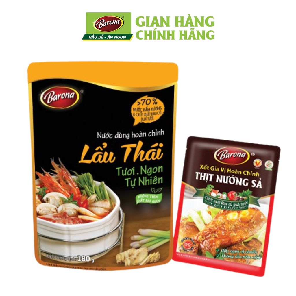 Combo 1 Nước Dùng Hoàn Chỉnh Lẩu Thái & 1 Xốt Barona Thịt Nướng Sả