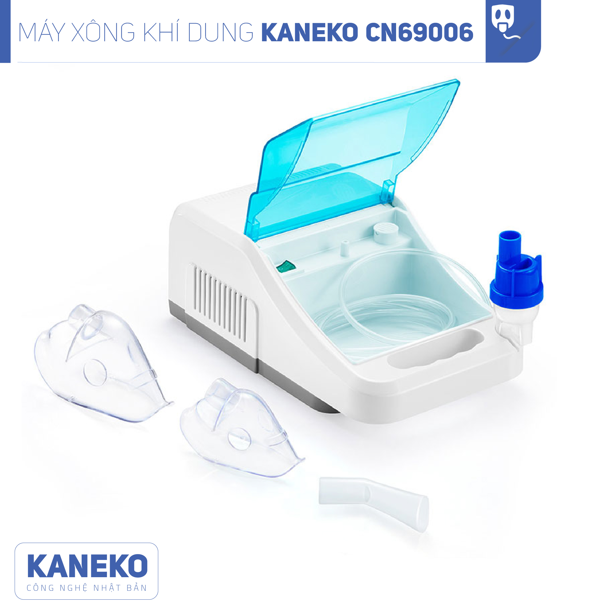 Máy xông khí dung KANEKO CNB69016,Máy xông họng,Máy xông mũi,Máy xông mũi họng,Máy khí dung,Máy xông khí dung công nghệ nhật bản,Máy xông mũi họng khí dung