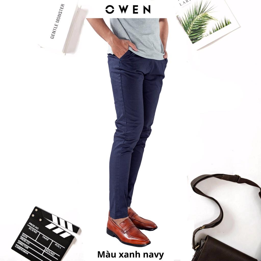Quần kaki nam OWEN chuẩn hãng màu xanh than chất vải cotton cao cấp co giãn dáng suông trẻ trung năng động lịch sự