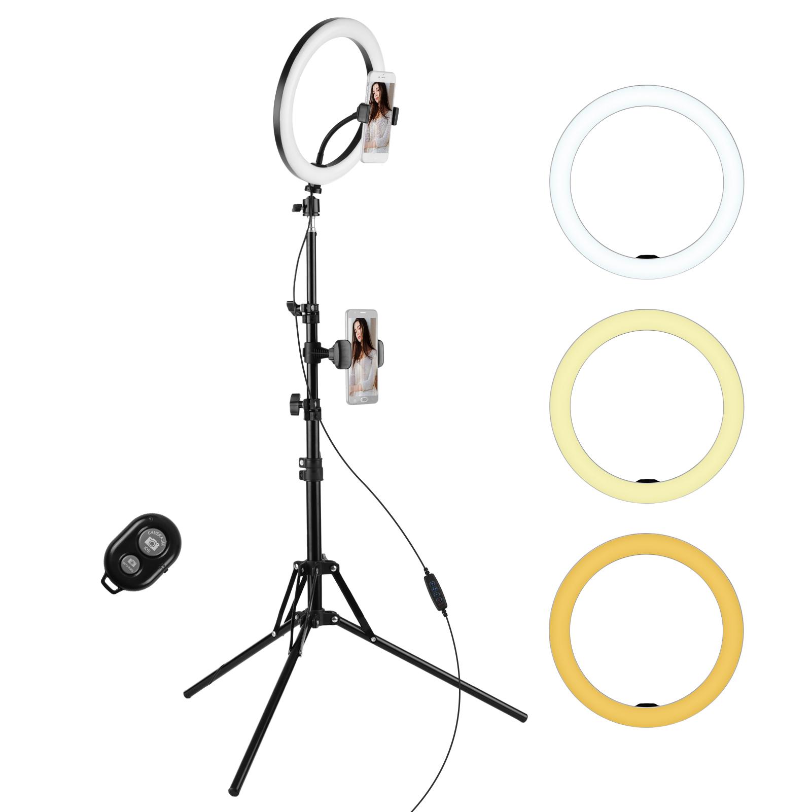 Bộ đèn vòng 10 inch / 26cm Đèn LED vòng có thể điều chỉnh độ sáng Giá đỡ điện thoại