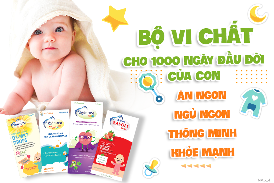 Bộ ba Avisure D3MK7, Avisure DHA smart Kid, Avisure Safoli Drop, Avisure muno bổ sung D3, DHA, Sắt tinh khiết, Kẽm tự nhiên cho bé