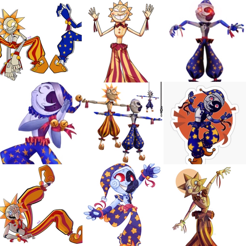 Sticker dán sun and moon 30-60ảnh khác nhau/ Sticker Game five nights