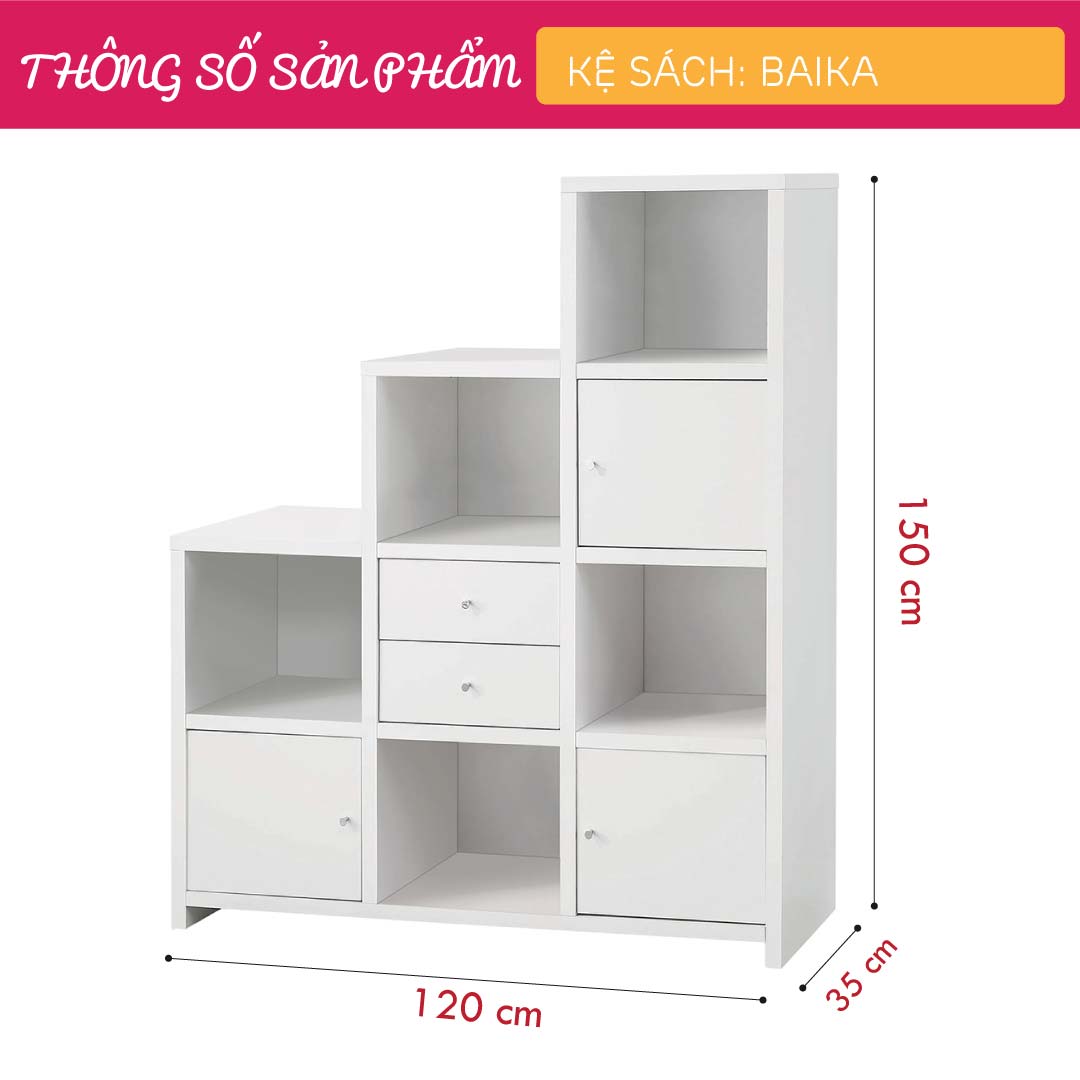 Giá sách đa năng thiết kế đẹp SMLIFE Baika