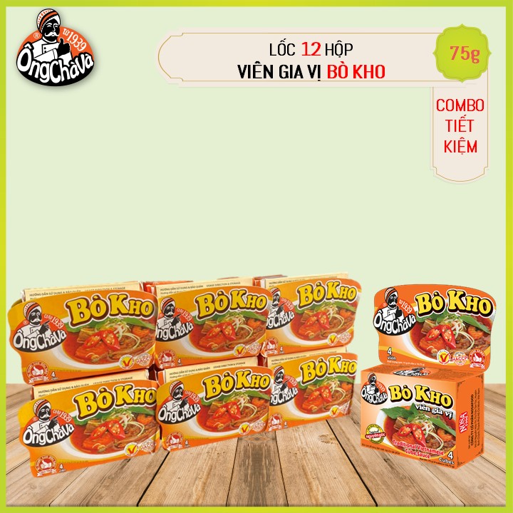 Lốc 12 Hộp Viên Gia Vị Bò Kho Ông Chà Và 75gram