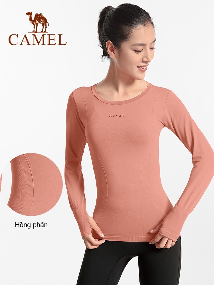 Quần áo yoga CAMEL Quần áo chạy bộ áo thun thể thao của phụ nữ áo bó dài tay thể dục mặc chuyên nghiệp