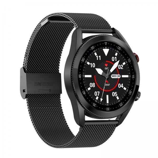 2xL19 IP68 Waterproof Blood Pressure Oxygen Monitor Smart Watch Sport Bracelet Black Steel
