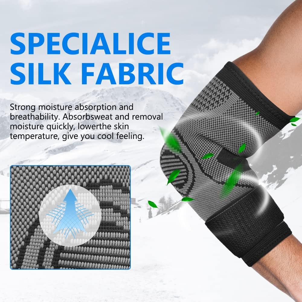 Nẹp khuỷu tay viêm gân cho nam và nữ, Nẹp khuỷu tay 2 gói có dây đeo và tác dụng nén cho viêm gân, giảm đau ngăn ngừa chấn thương