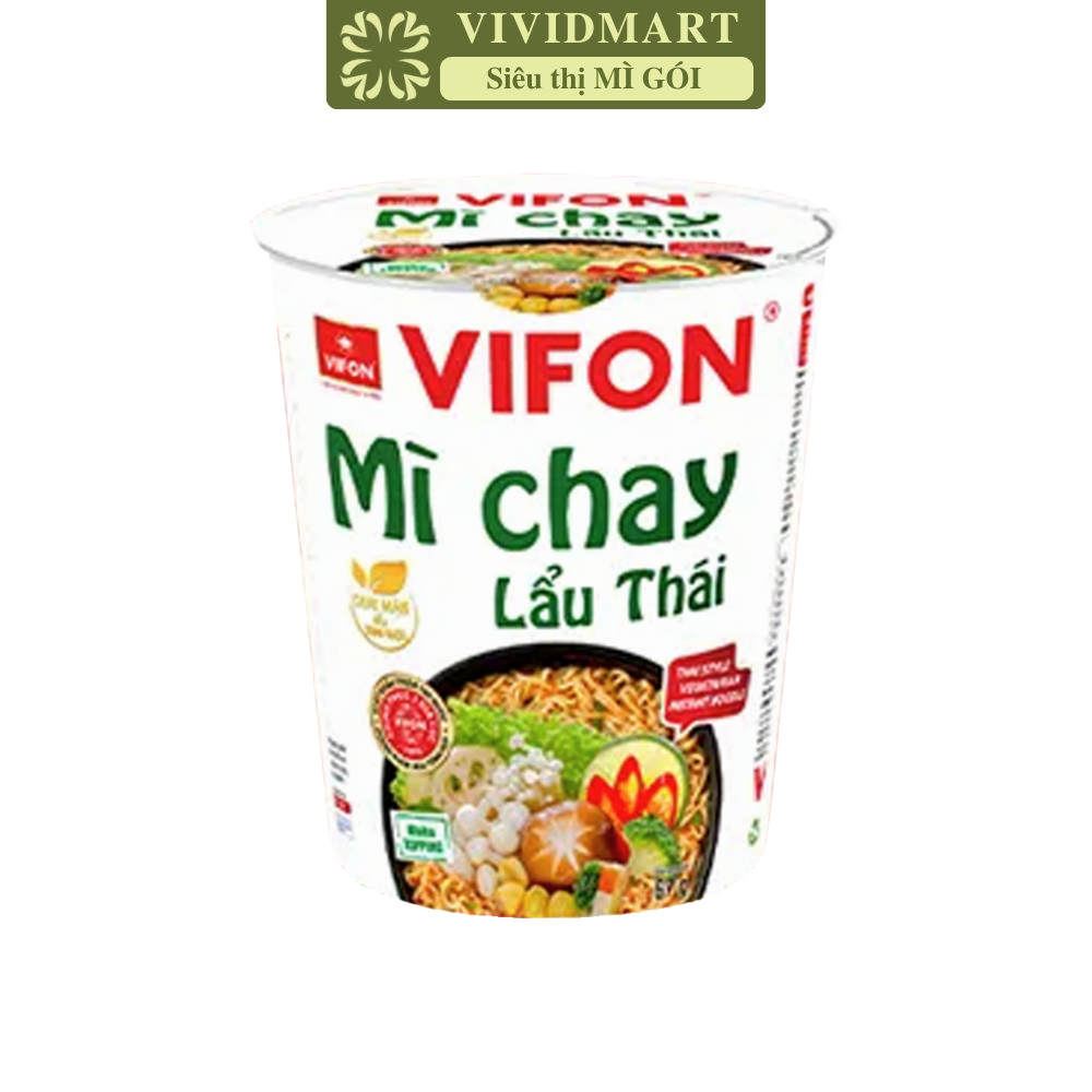 VIFON - Mì ly chay Vifon hương vị Lẩu thái, Vifon Mì ly chay lẩu thái Vifon, Mì chay lẩu thái Vifon ly (67g/ly)