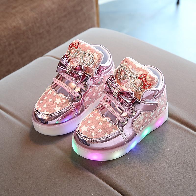 Giày thế thao cổ cao đế có đèn LED phát sáng cho bé size 21-36