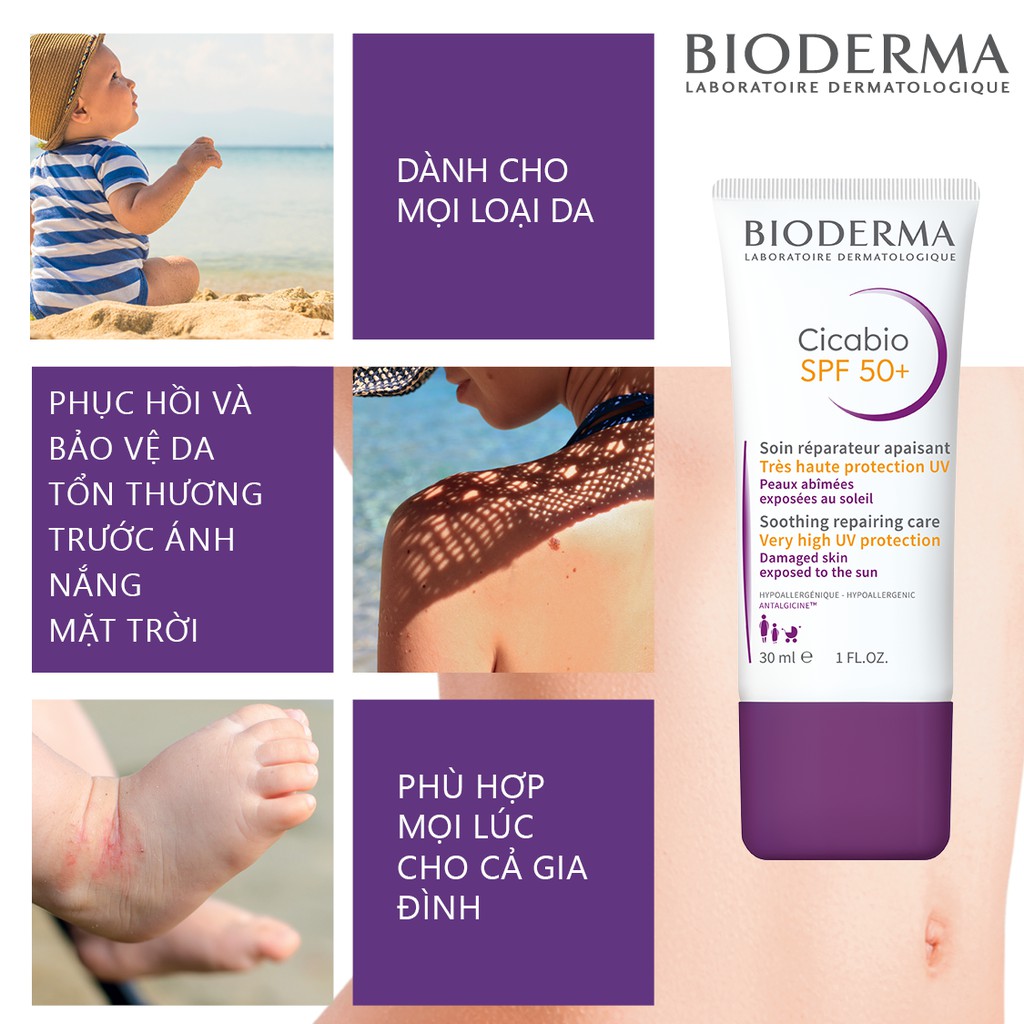 Kem Chống Nắng Dành Cho Da Mỏng, Dễ Kích Ứng Bioderma Cicabio SPF50+ 30ml
