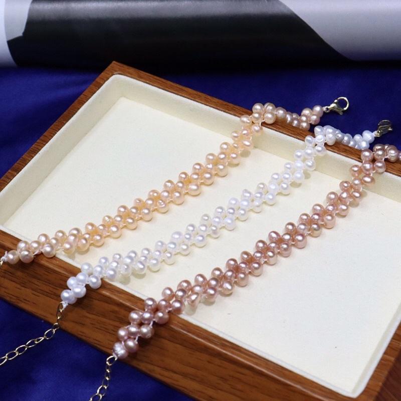 Vòng Tay Ngọc Trai Đan Hạt Nhỏ 5ly, Lắc Tay Ngọc Trai Thật Nước Ngọt Trẻ Trung - Trường Thịnh Ngọc Trai