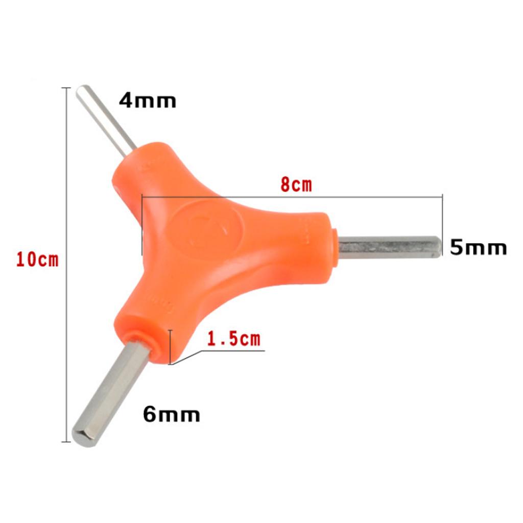 Multi-function Bike Bicycle Repair Tool 3 Way Hex Wrench Tool Size 4mm 5mm 6mm