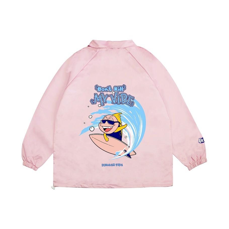 Áo khoác dù in hình màu hồng form rộng | DKMV Pink Surfing Jacket