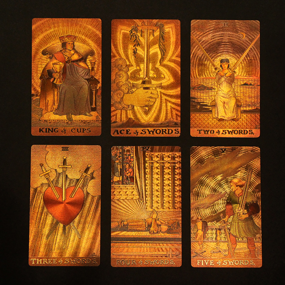 Bộ Bài Tarot Gold Foil Cao Cấp Waite Borderless Chất Liệu PVC Chống Nước The Fool Hộp Cứng