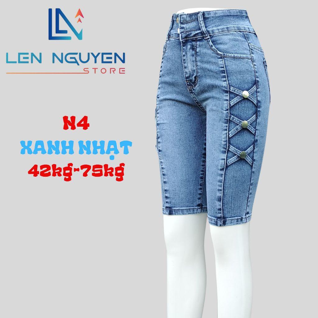 N4_Quần jean nữ,5 tất, lưng cao, quần bò nữ dáng ôm, quần rin nữ có big size, cho 42kg đến 75kg,LEN NGUYEN STORE - Xanh Nhạt