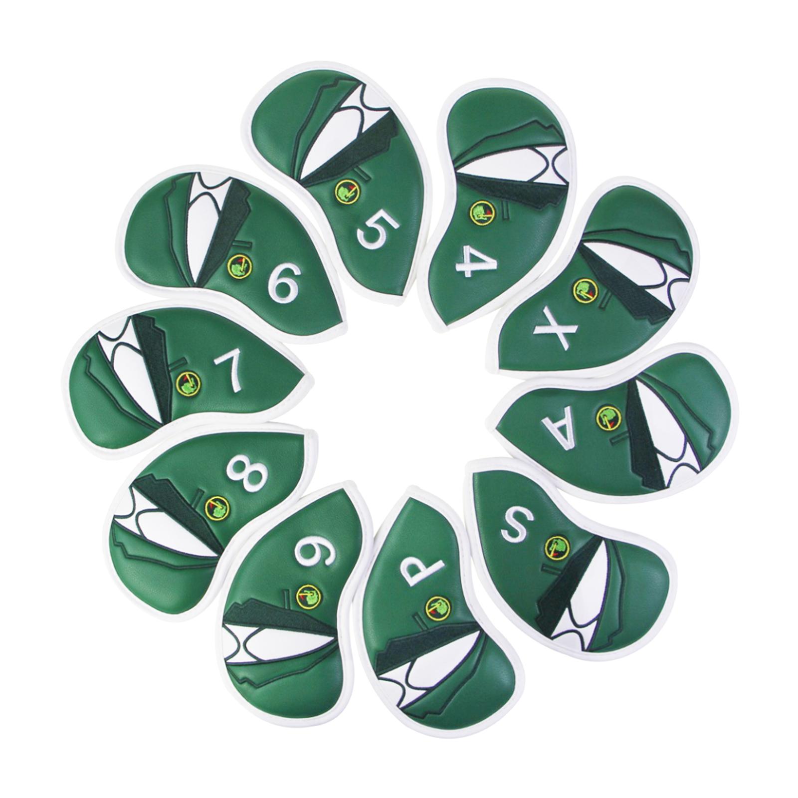 10PCS Golf Iron Covers, Thick PU Leather Golf Club Head Covers Set 4 5 6 7 8 9 P A S X Outdoor Golf Sports Equipments