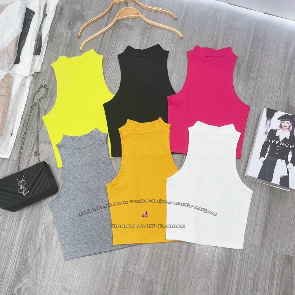 áo ba lỗ nữ sát nách croptop ôm body cổ lọ thun mịn xịn cực dễ thương mẫu mới