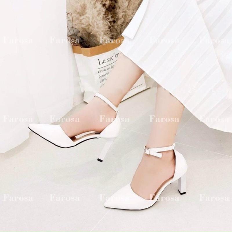 Dép sandal nữ cao gót 9cm bít gót FAROSA mũi nhọn lên chân cực xinh - C22