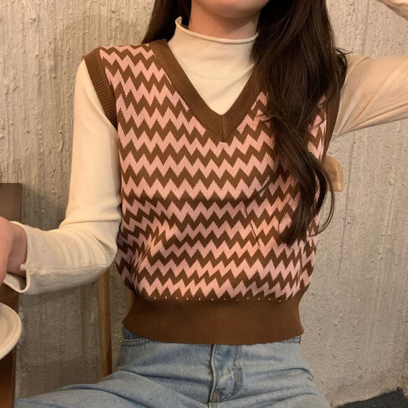 Áo Len Không Tay Cổ Chữ V Dáng Rộng Thời Trang Dành Cho Nữ