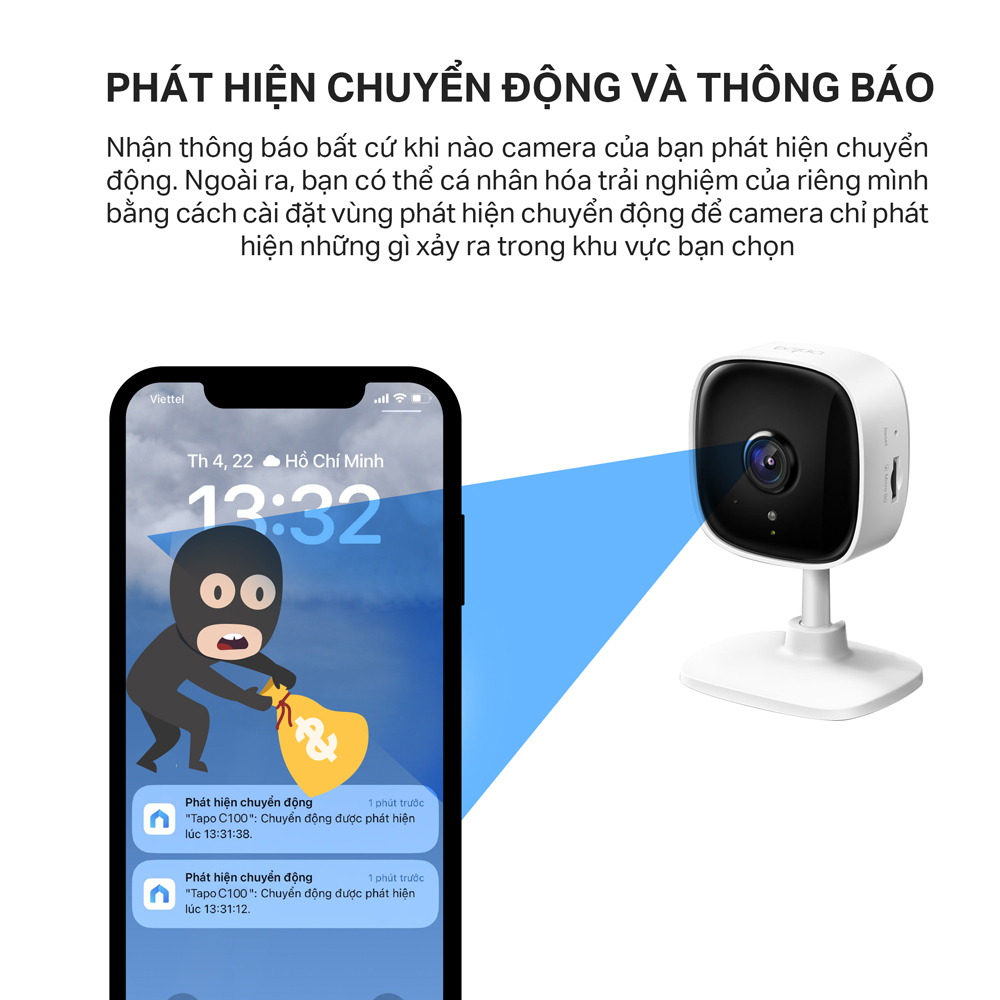 Combo Camera WiFi TP-Link Tapo C100 2MP và Thẻ Nhớ MicroSD Kioxia / Lexar 32Gb/64Gb/128Gb - Hàng Chính Hãng