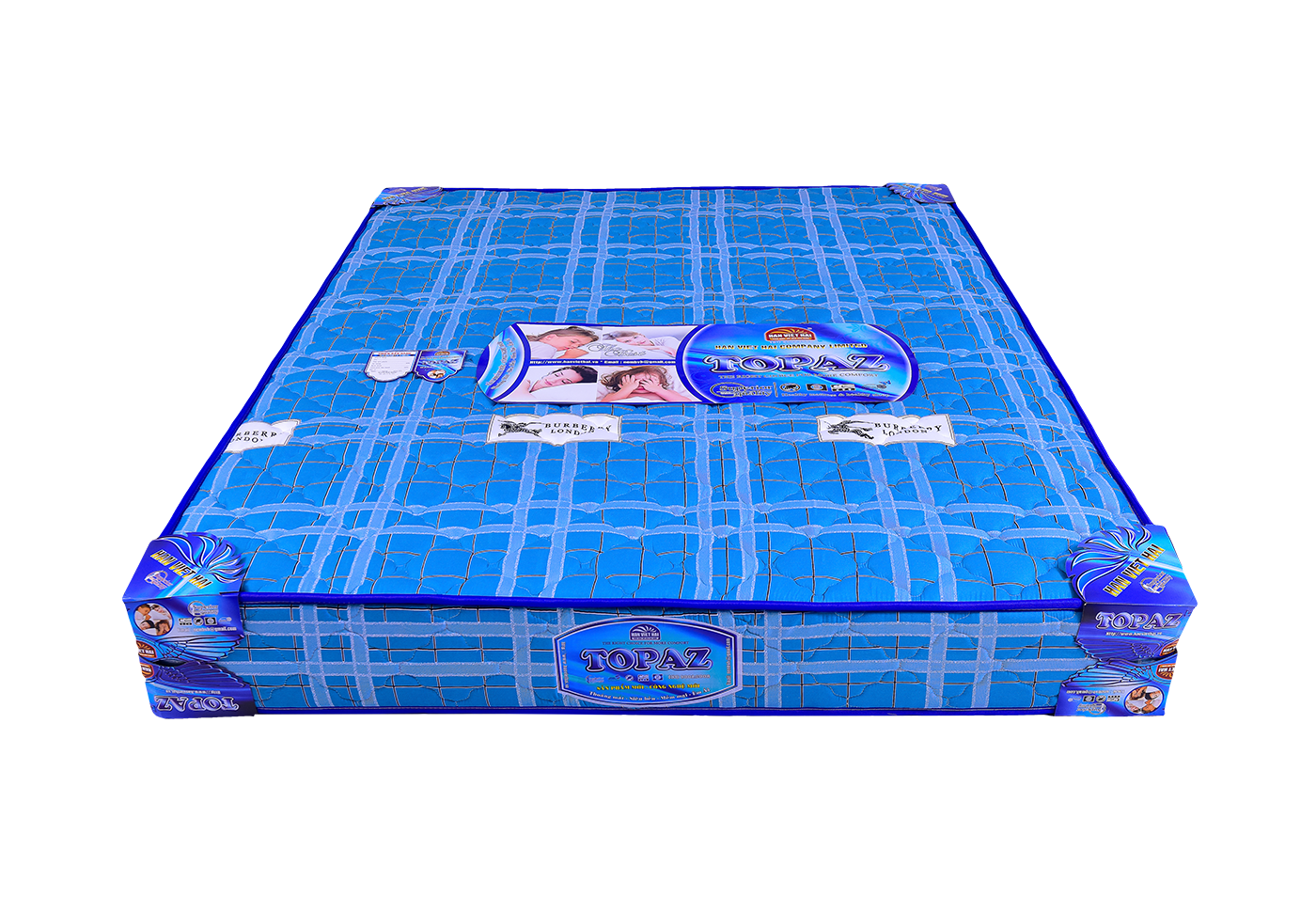 Nệm Lò Xo Topaz 2 Viền, Vải Cotton Hàn Việt Hải 180x200x25cm