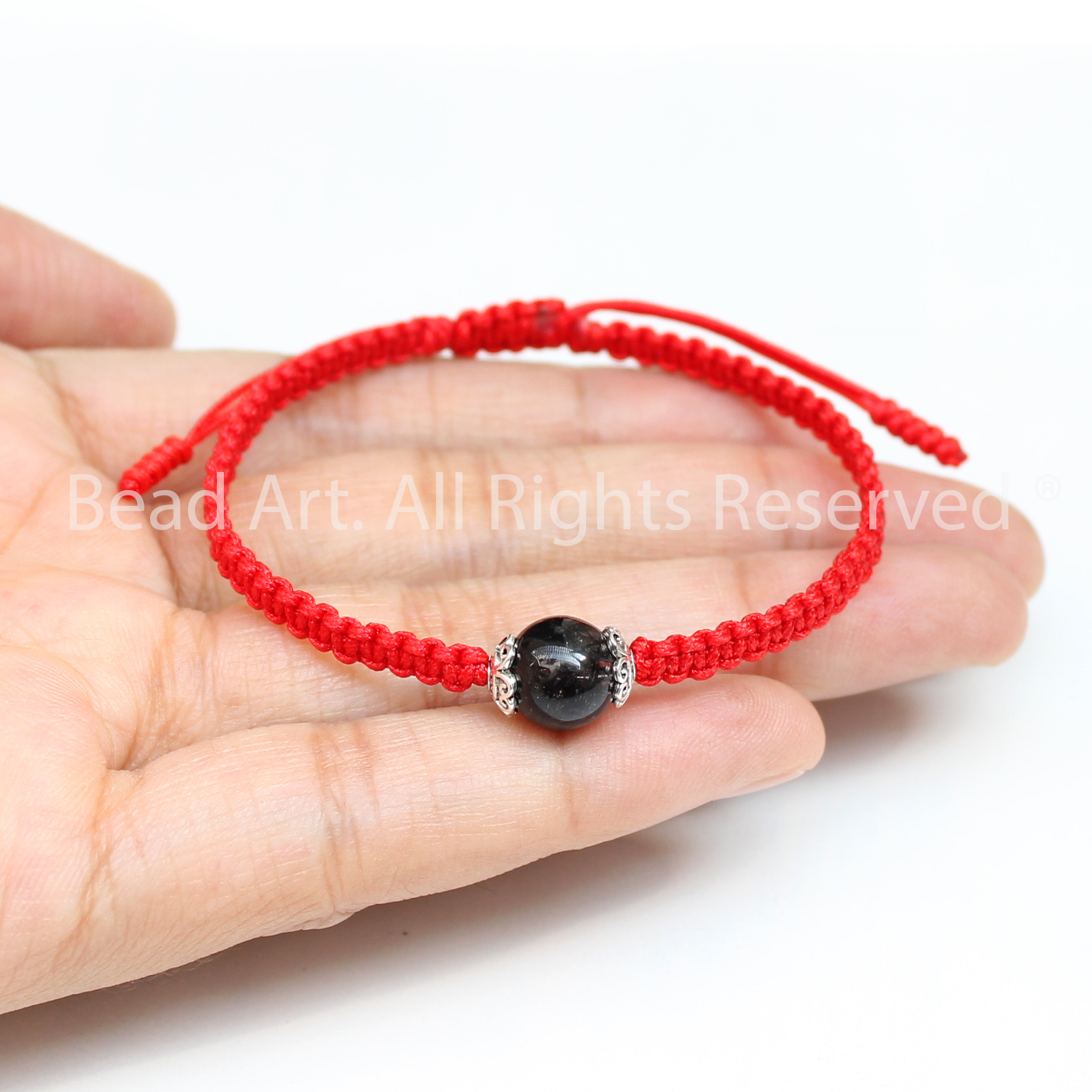 Vòng Tay Thắt Dây Thạch Anh Tóc Đen  Tự Nhiên Loại AAA Và Bạc 925, Vòng Tay Đá Phong Thuỷ, Chuỗi Hạt, Mệnh Thuỷ, Mệnh Mộc - Bead Art